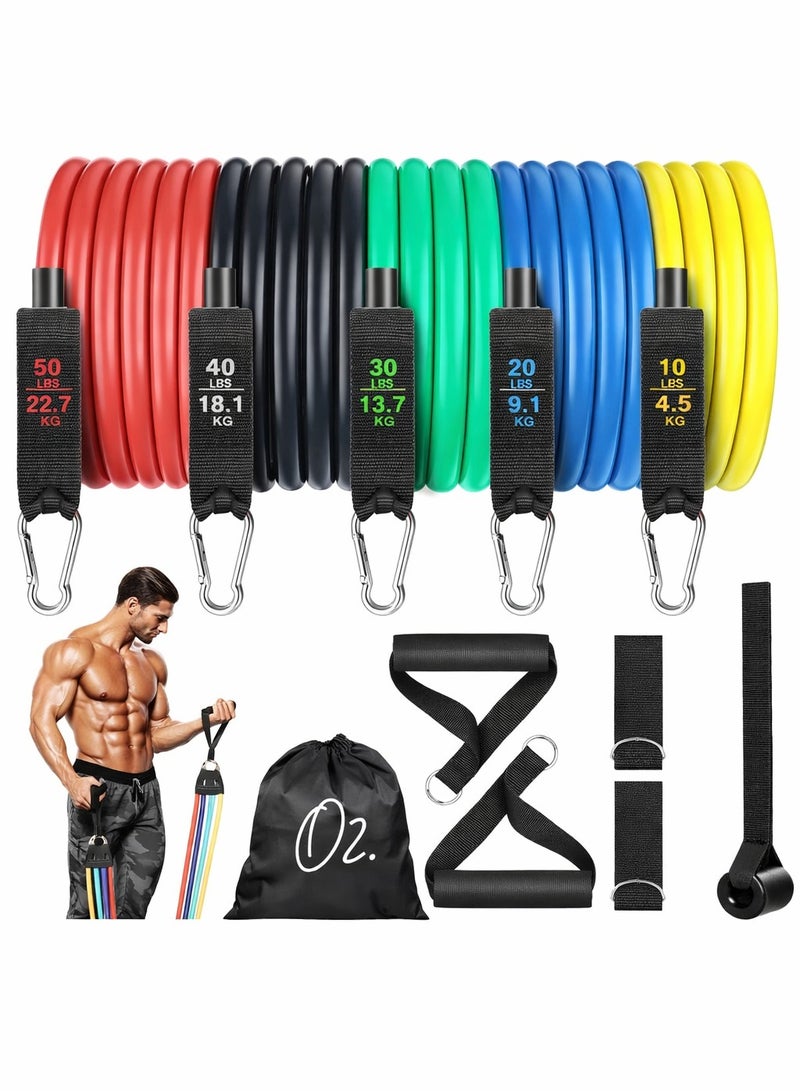 O2. 150 LBS Resistance Bands, Resistance Bands for Working Out with Handles for Men and Women, Exercising Bands for Fitness Weights Work Out at Home - Image 1